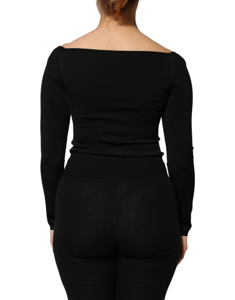 Black Viscose Long Sleeve Pullover Blouse Top Dolce & Gabbana