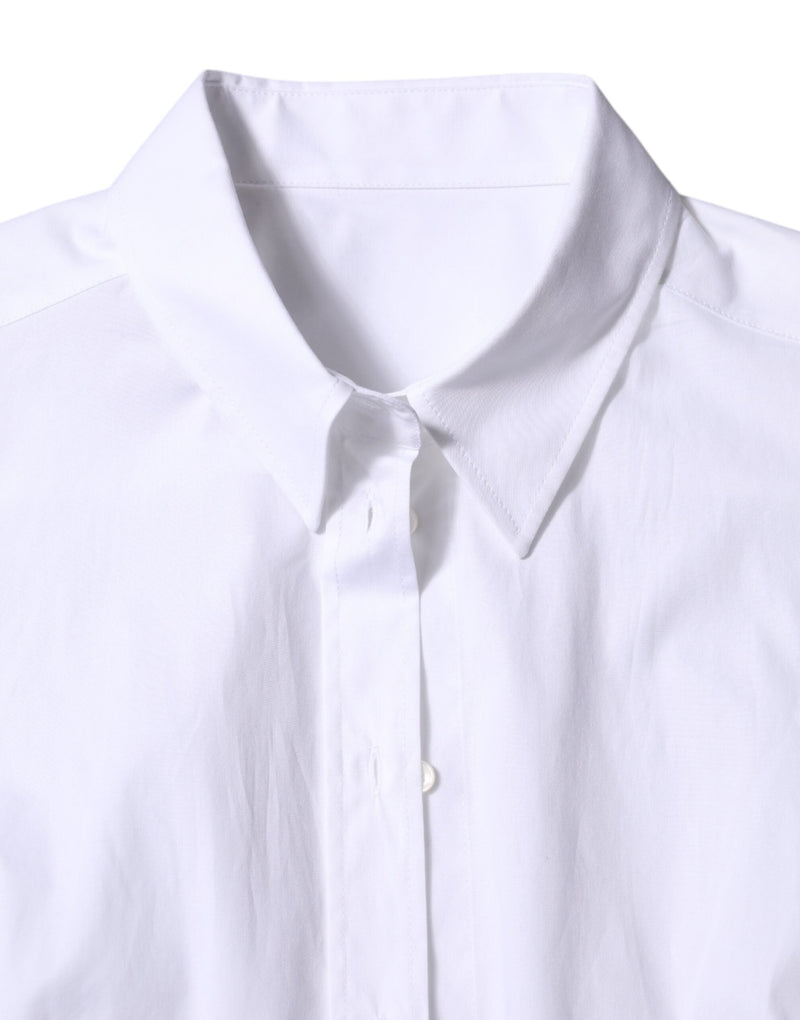 White Cotton Collared Long Sleeves Shirt Top Dolce & Gabbana