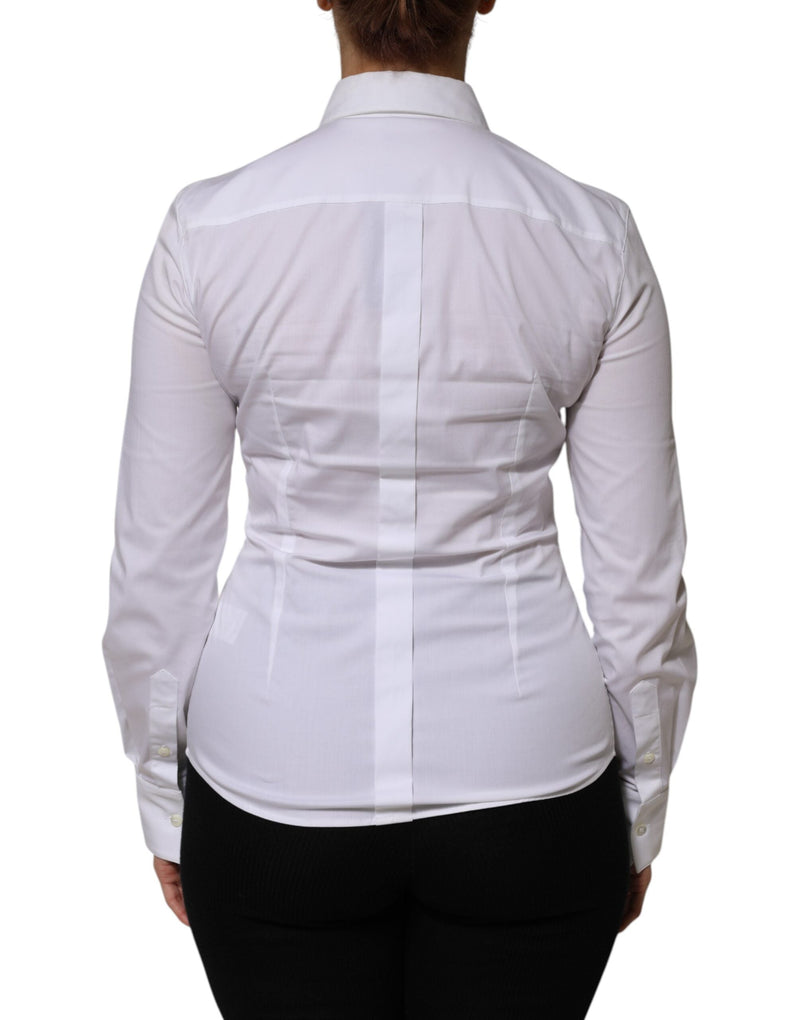 White Cotton Collared Long Sleeves Shirt Top Dolce & Gabbana