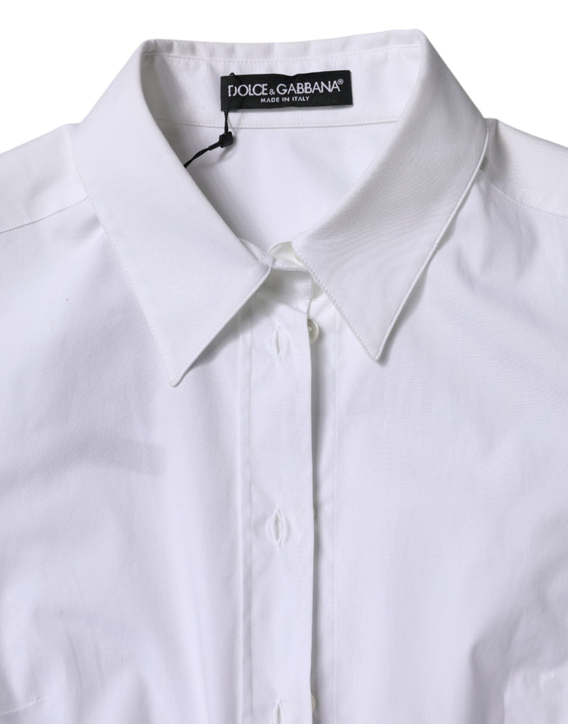 White Cotton Collared Long Sleeves Shirt Top Dolce & Gabbana