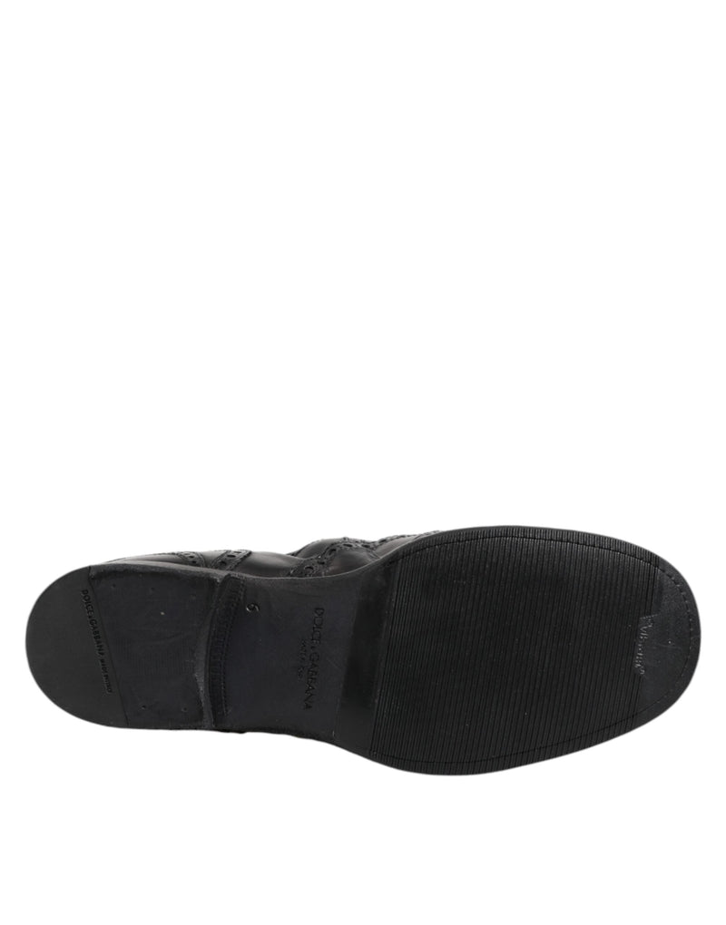 Black Leather Ankle Boots Slip On Shoes Dolce & Gabbana