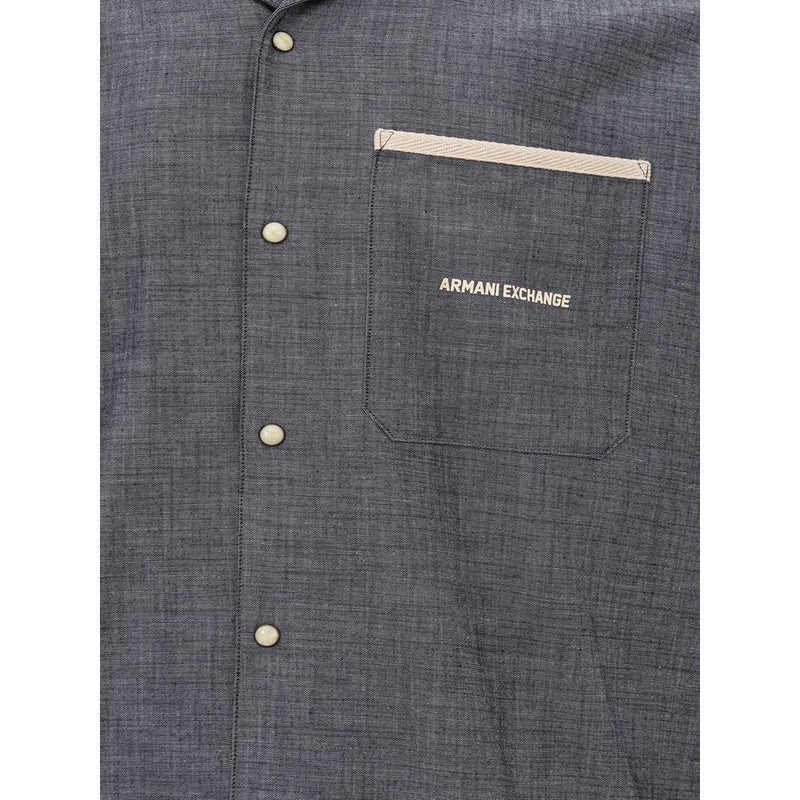 Blue Cotton Shirt Armani Exchange