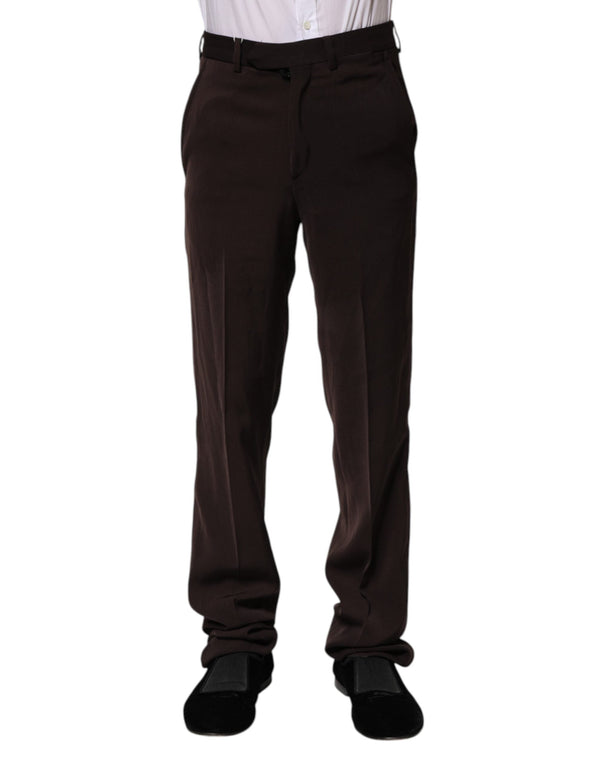 Dark Brown Mid Waist Dress Formal Pants BENCIVENGA