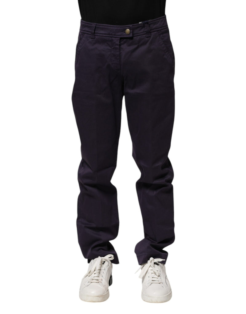 Dark Purple Mid Waist Casual Straight Pants Incotex