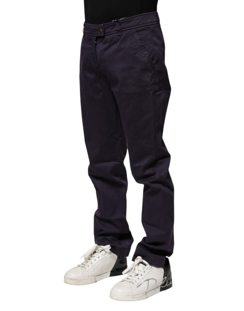 Dark Purple Mid Waist Casual Straight Pants Incotex