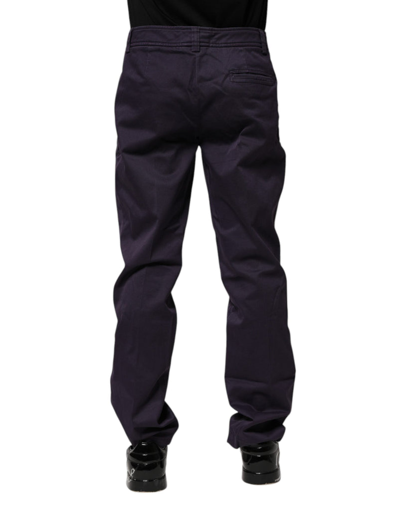 Dark Purple Mid Waist Casual Straight Pants Incotex
