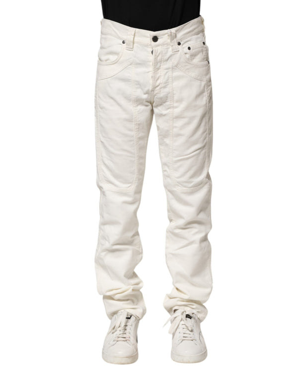 White Cotton Stretch Straight Fit Men Denim Jeans Jeckerson