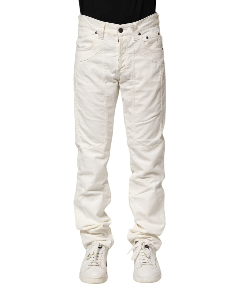 White Cotton Stretch Straight Fit Men Denim Jeans Jeckerson