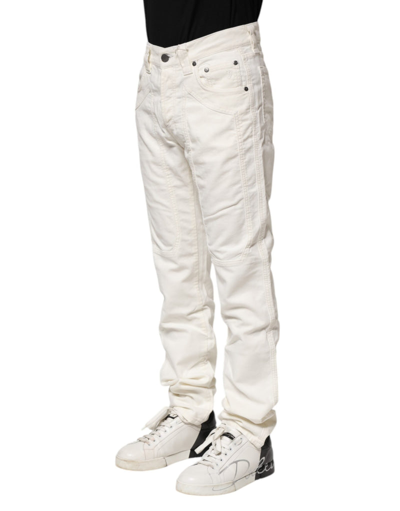 White Cotton Stretch Straight Fit Men Denim Jeans Jeckerson