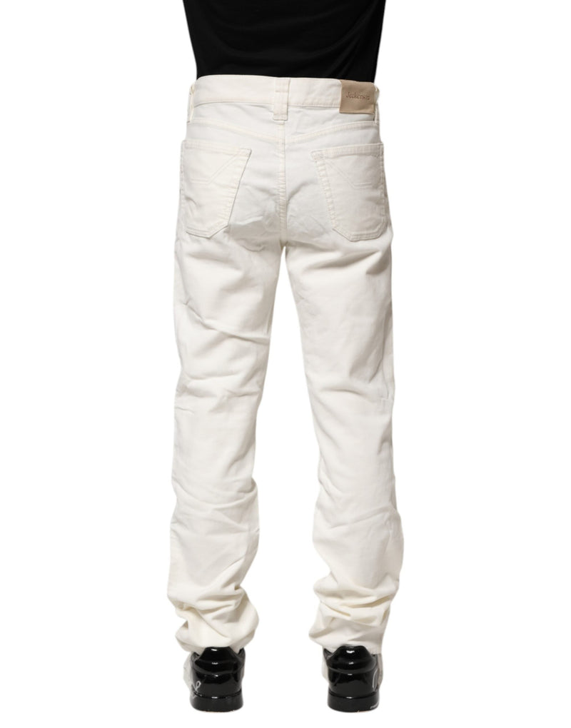 White Cotton Stretch Straight Fit Men Denim Jeans Jeckerson