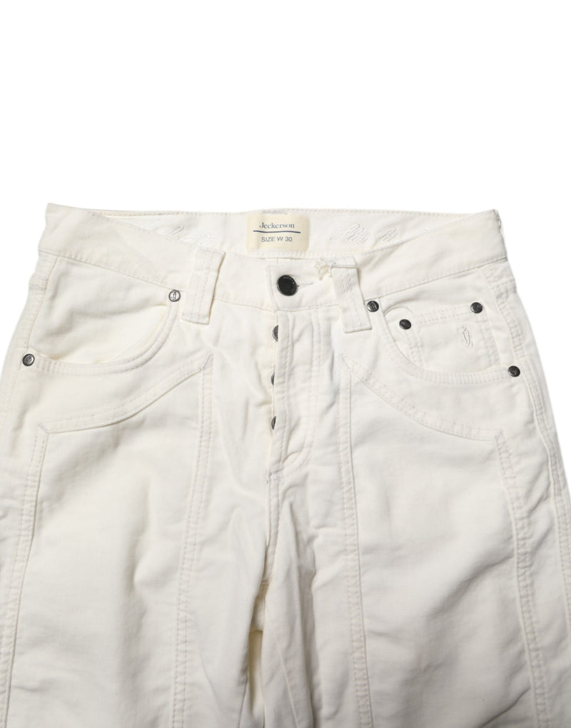 White Cotton Stretch Straight Fit Men Denim Jeans Jeckerson