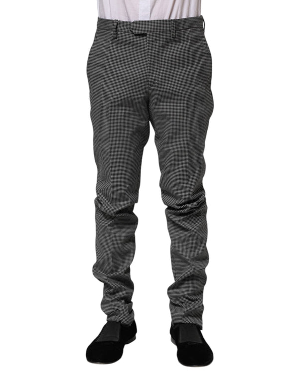 Black White Checkered Tapered Dress Pants BENCIVENGA