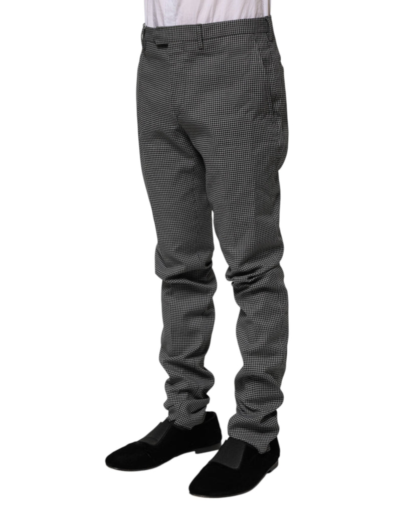 Black White Checkered Tapered Dress Pants BENCIVENGA