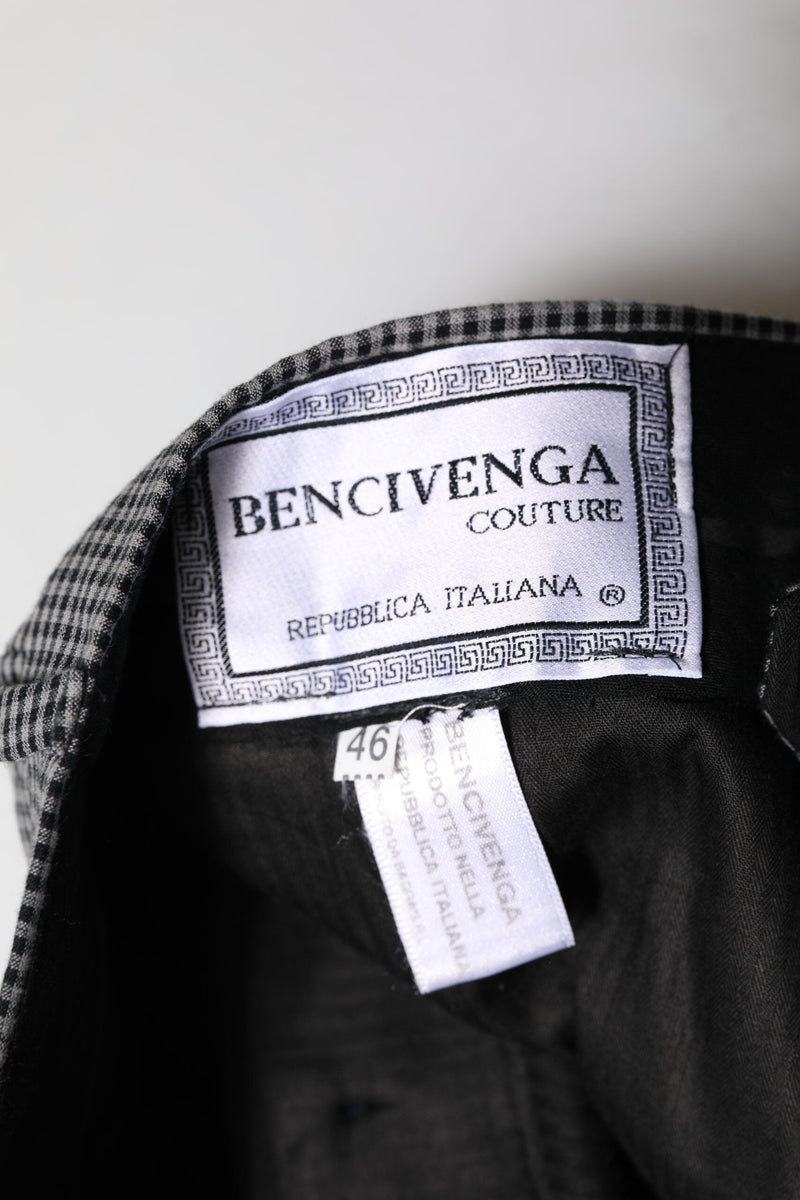 Black White Checkered Tapered Dress Pants BENCIVENGA