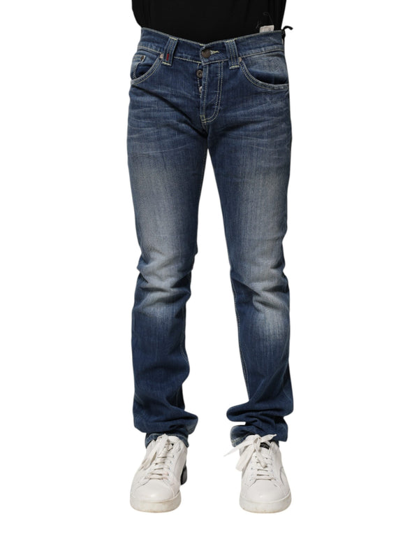 Blue Washed Skinny Fit Casual Men Denim Jeans Dondup