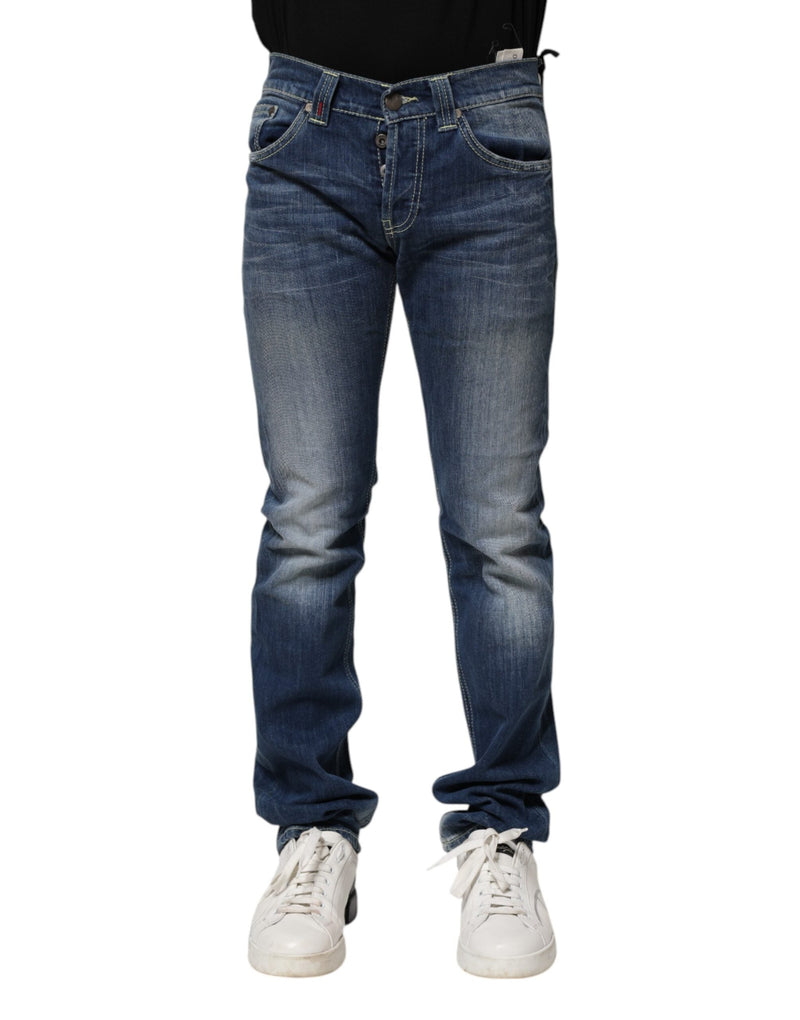Blue Washed Skinny Fit Casual Men Denim Jeans Dondup