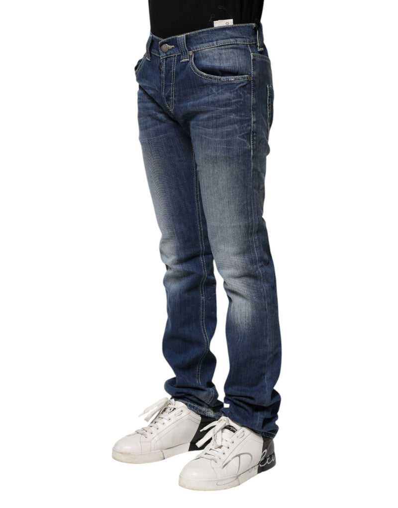 Blue Washed Skinny Fit Casual Men Denim Jeans Dondup