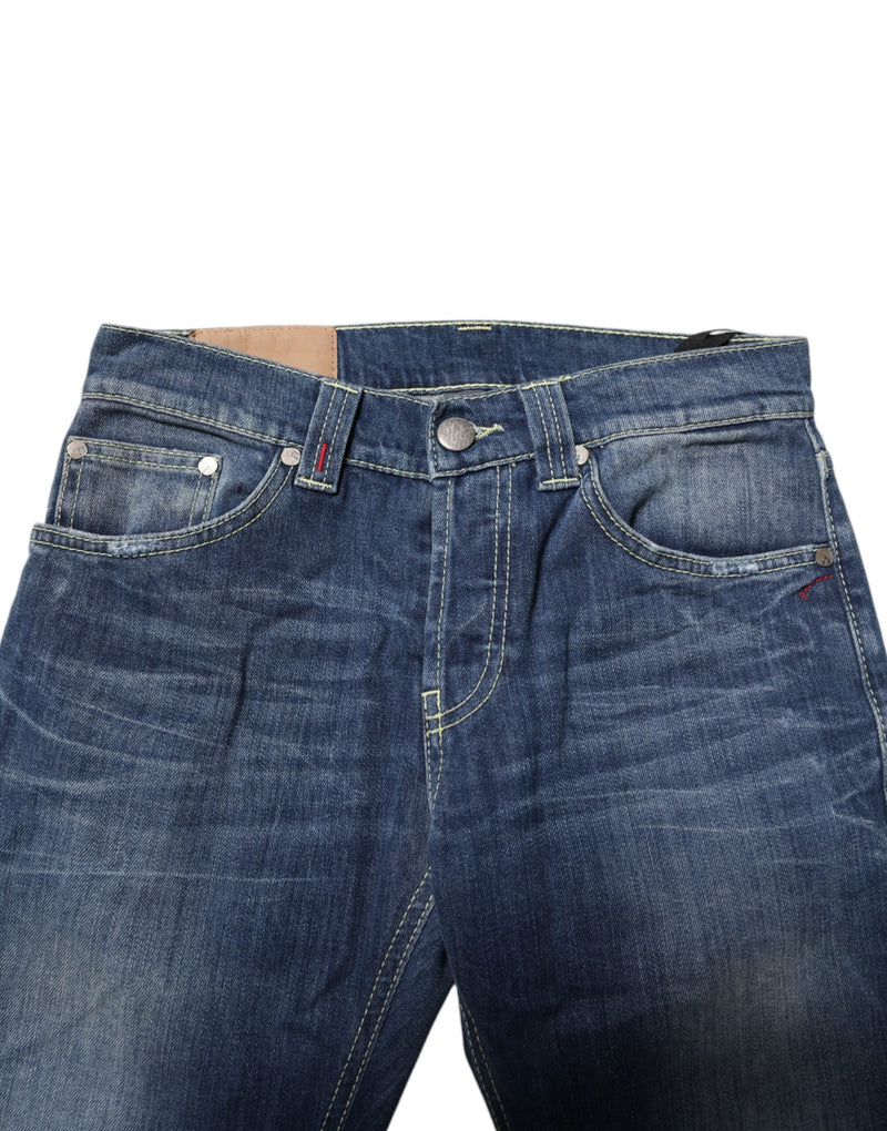 Blue Washed Skinny Fit Casual Men Denim Jeans Dondup