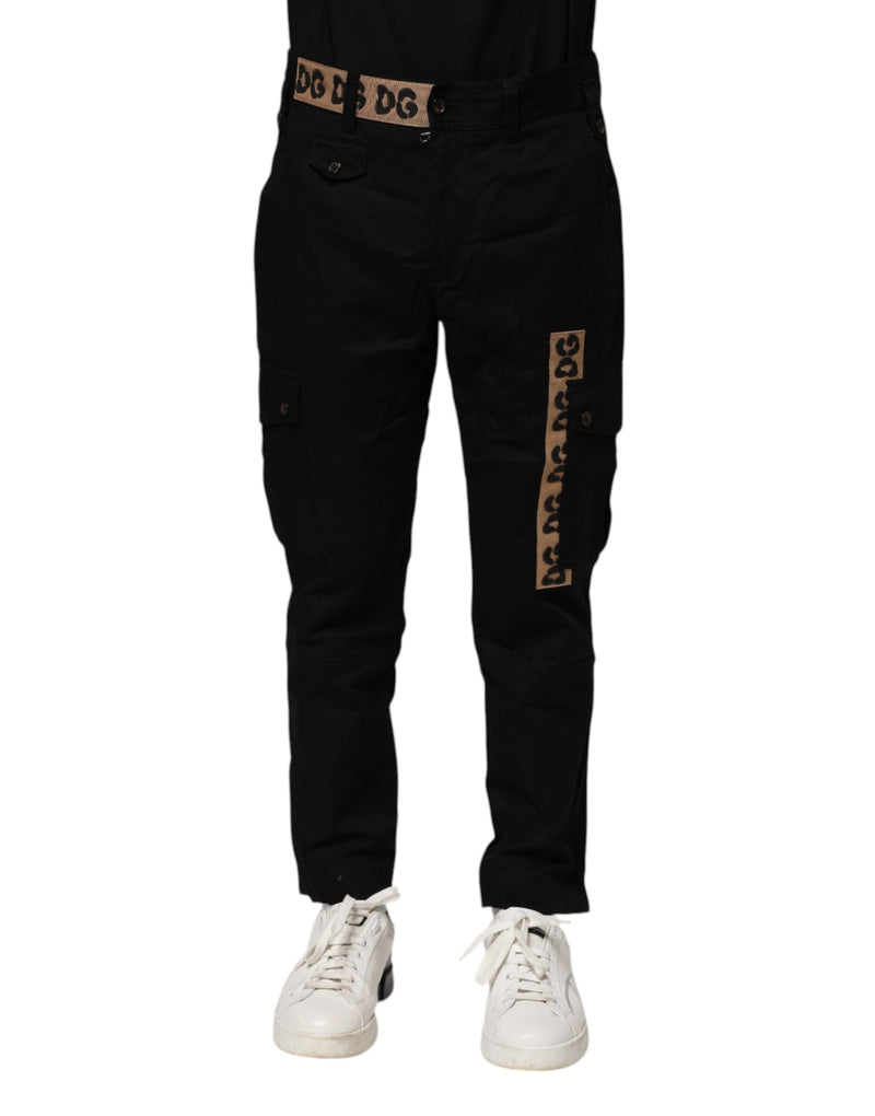 Black Cotton Cargo Casual Pants Dolce & Gabbana