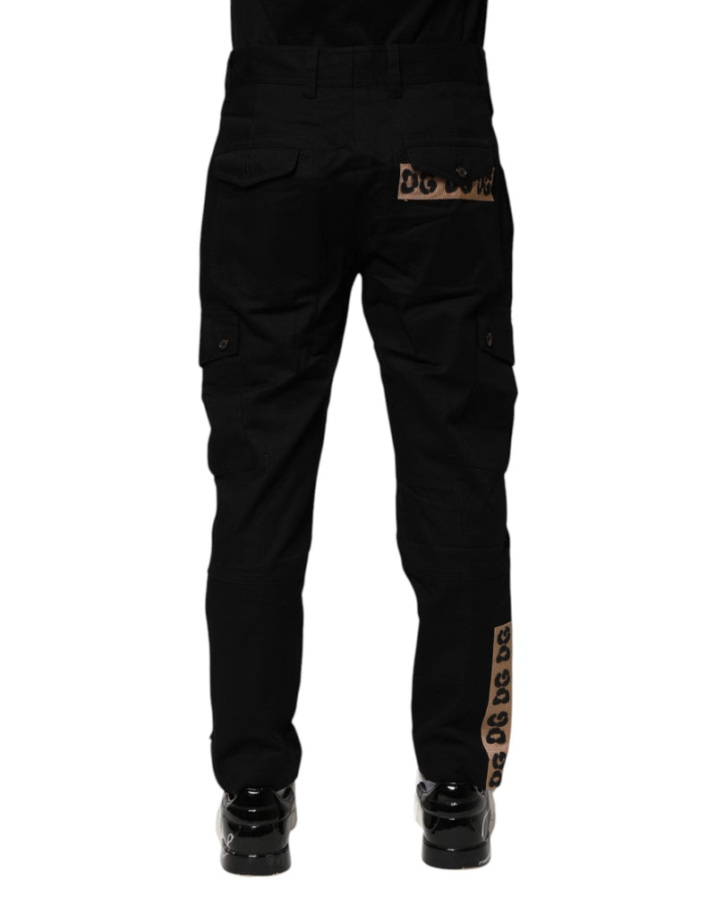 Black Cotton Cargo Casual Pants Dolce & Gabbana