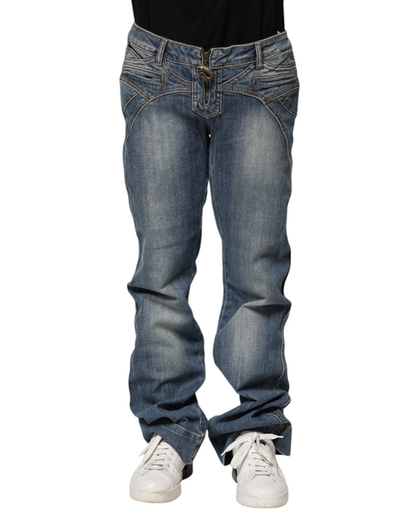 Blue Washed Straight Fit Men Denim Jeans Just Cavalli