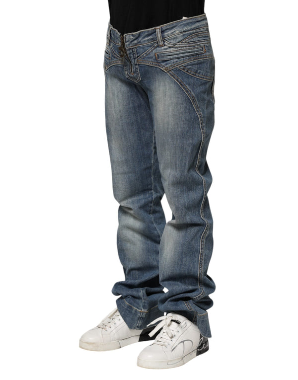 Blue Washed Straight Fit Men Denim Jeans Just Cavalli