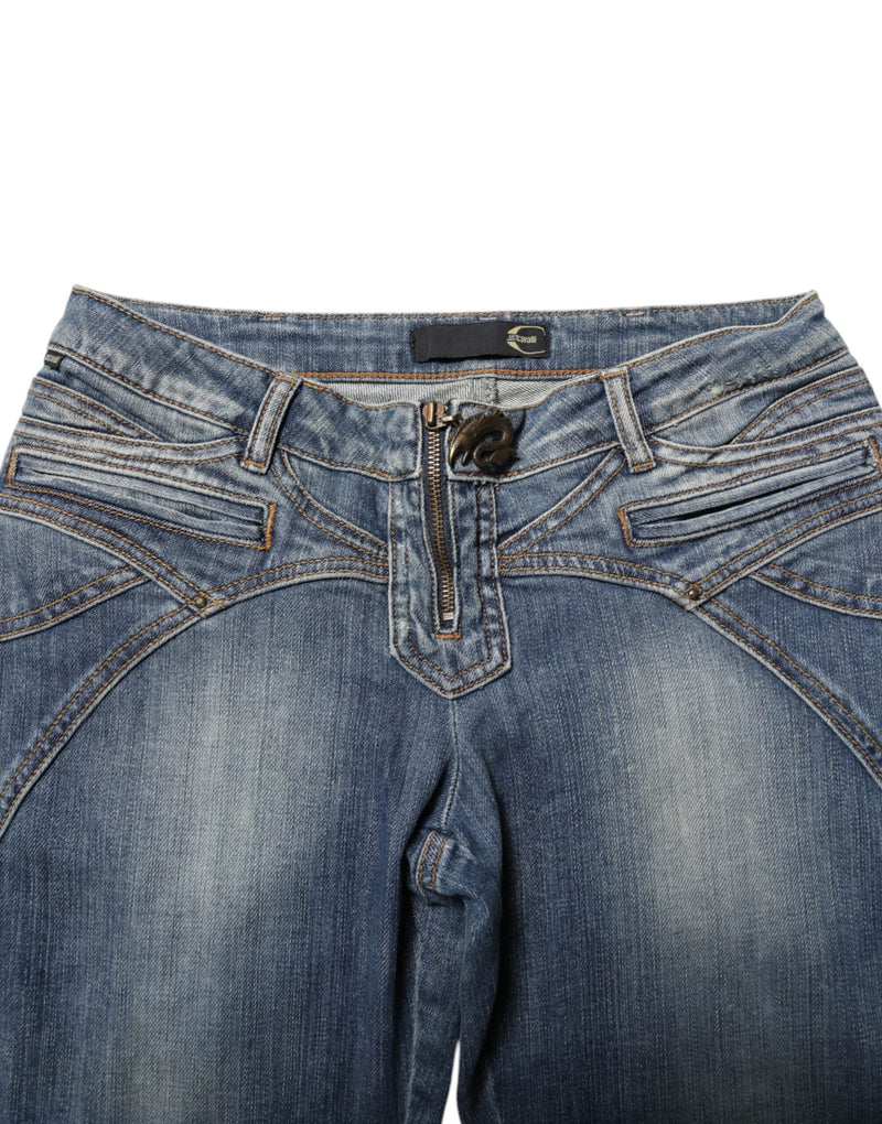 Blue Washed Straight Fit Men Denim Jeans Just Cavalli