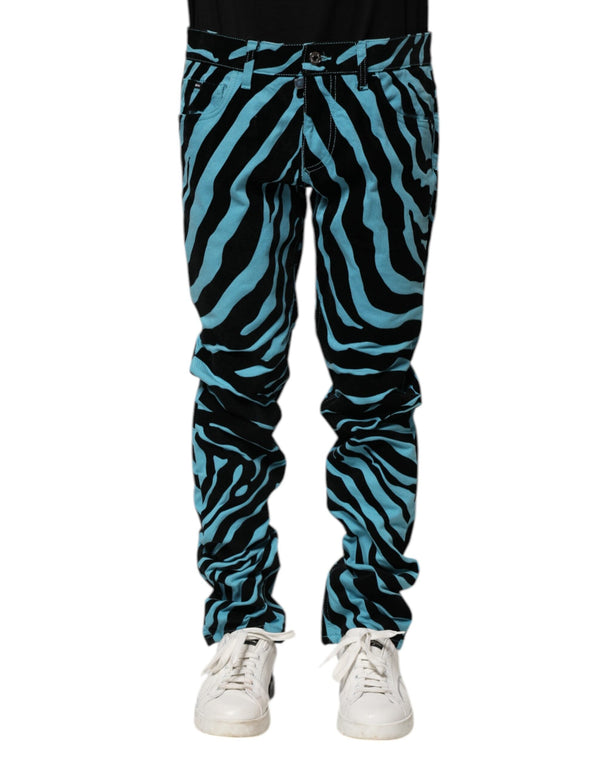 Blue Black Stripes Skinny Denim Jeans Dolce & Gabbana