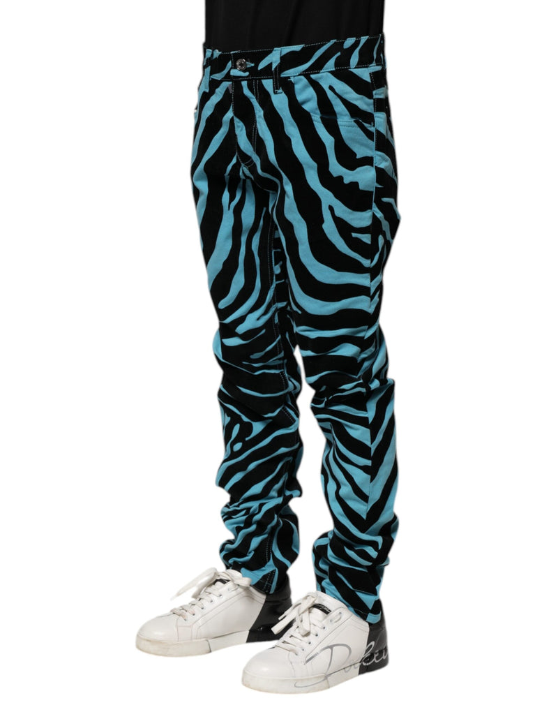Blue Black Stripes Skinny Denim Jeans Dolce & Gabbana