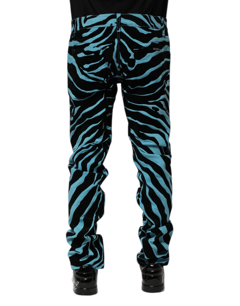 Blue Black Stripes Skinny Denim Jeans Dolce & Gabbana
