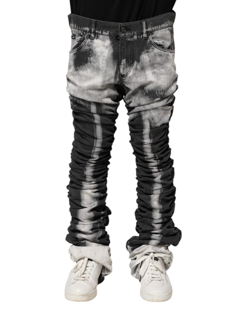 Black Tie Dye Straight Denim Jeans Dolce & Gabbana