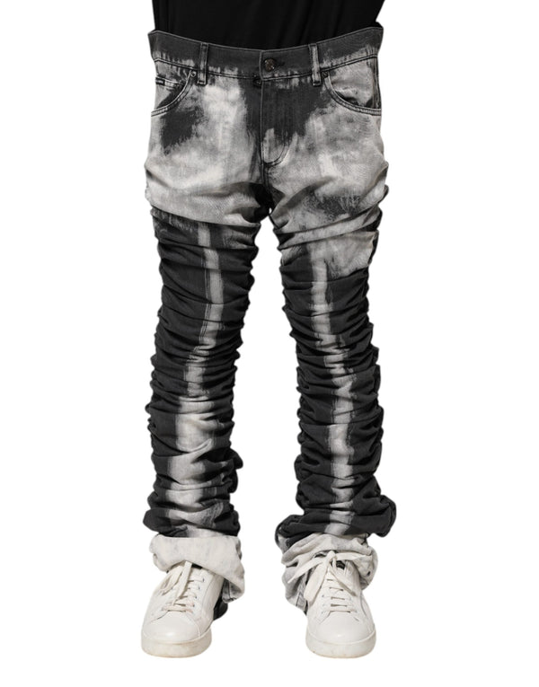 Black Tie Dye Straight Denim Jeans Dolce & Gabbana
