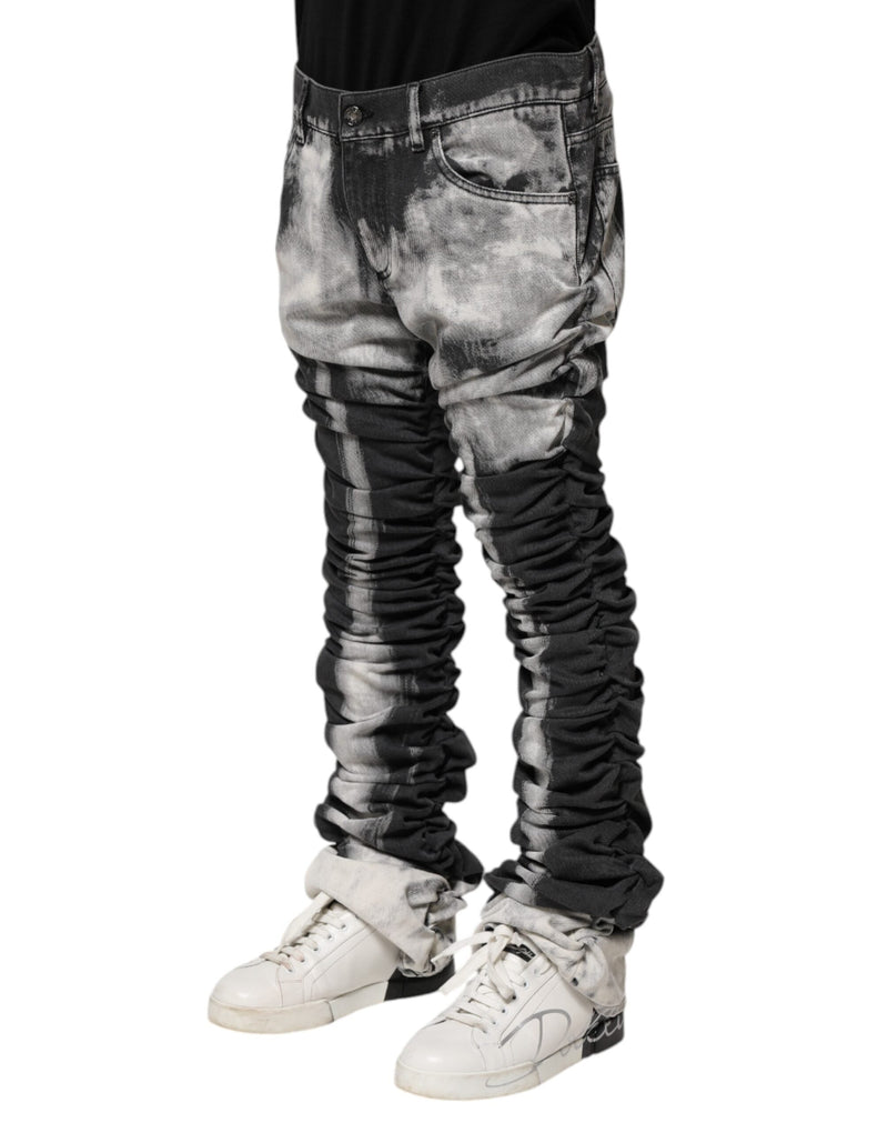 Black Tie Dye Straight Denim Jeans Dolce & Gabbana