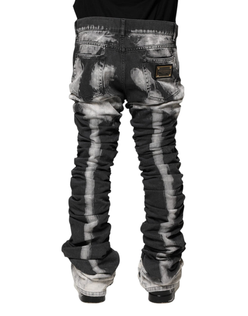 Black Tie Dye Straight Denim Jeans Dolce & Gabbana