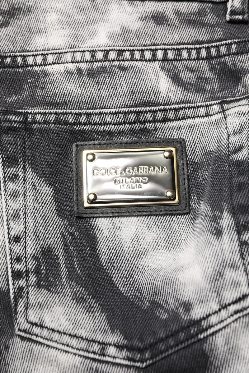 Black Tie Dye Straight Denim Jeans Dolce & Gabbana