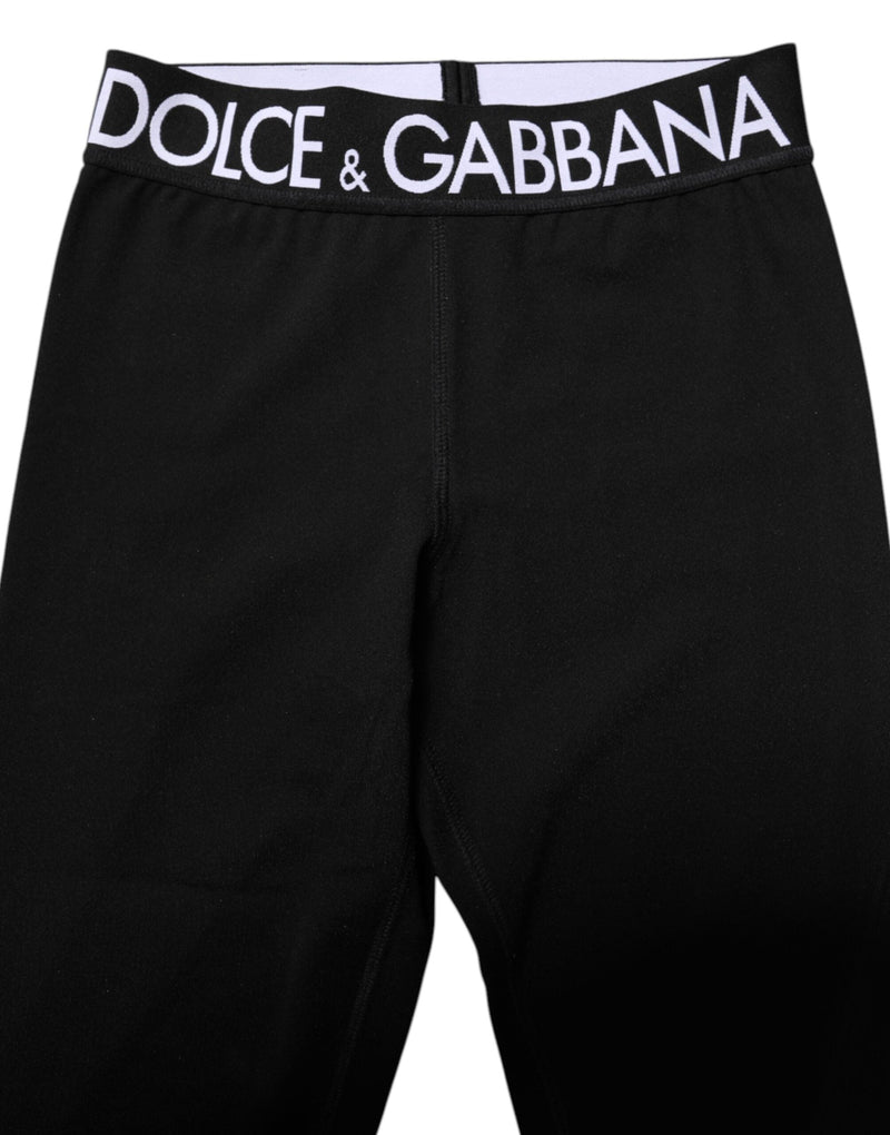 Black Silver Nylon Skinny Men Leggings Pants Dolce & Gabbana