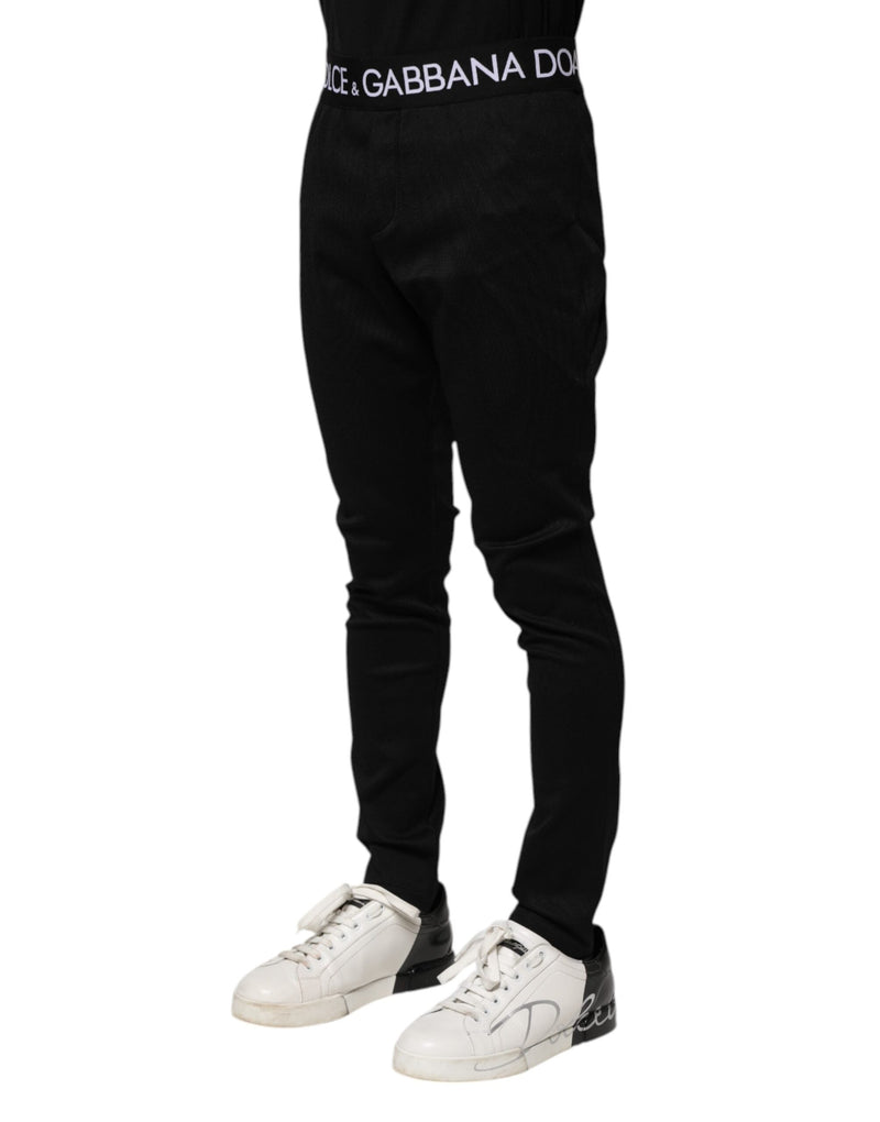 Black Nylon Skinny Men Jogger Pants Dolce & Gabbana