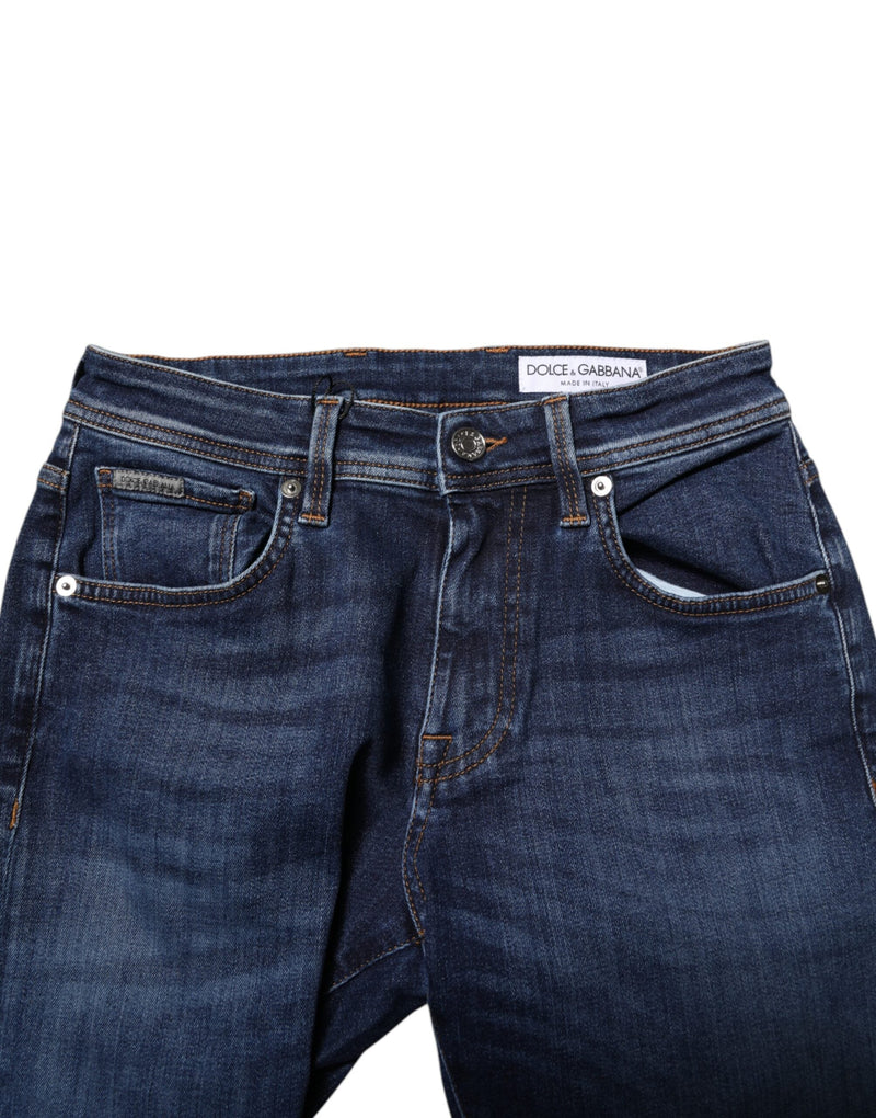 Dark Blue Cotton Skinny Denim Jeans Dolce & Gabbana