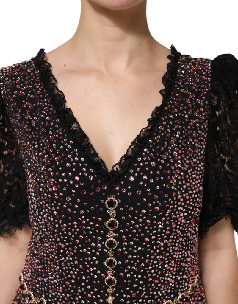 Multicolor Embellished Mermaid Gown Dress Dolce & Gabbana