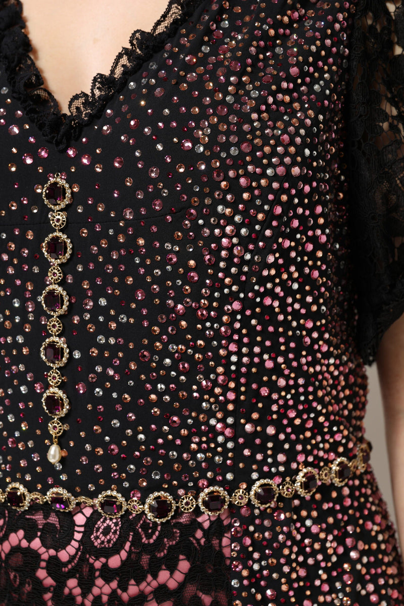 Multicolor Embellished Mermaid Gown Dress Dolce & Gabbana