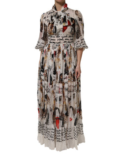Multicolor Animal Print Silk Ascot Maxi Dress Dolce & Gabbana