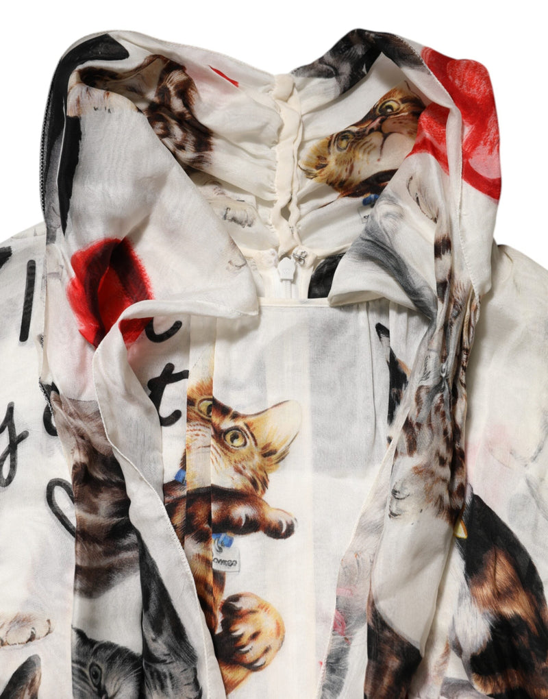 Multicolor Animal Print Silk Ascot Maxi Dress Dolce & Gabbana