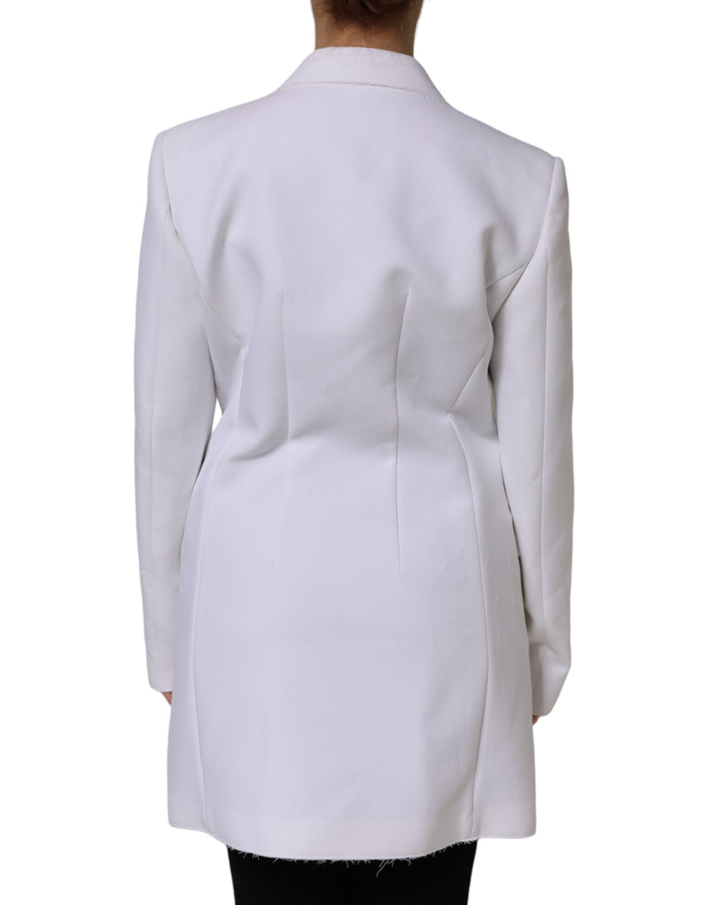 White Polyester Long Sleeves Ruffled Wrap Jacket MSGM