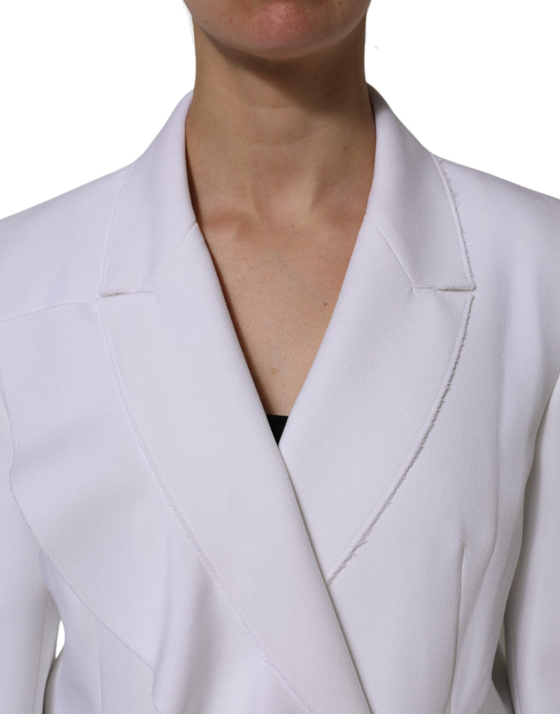 White Polyester Long Sleeves Ruffled Wrap Jacket MSGM