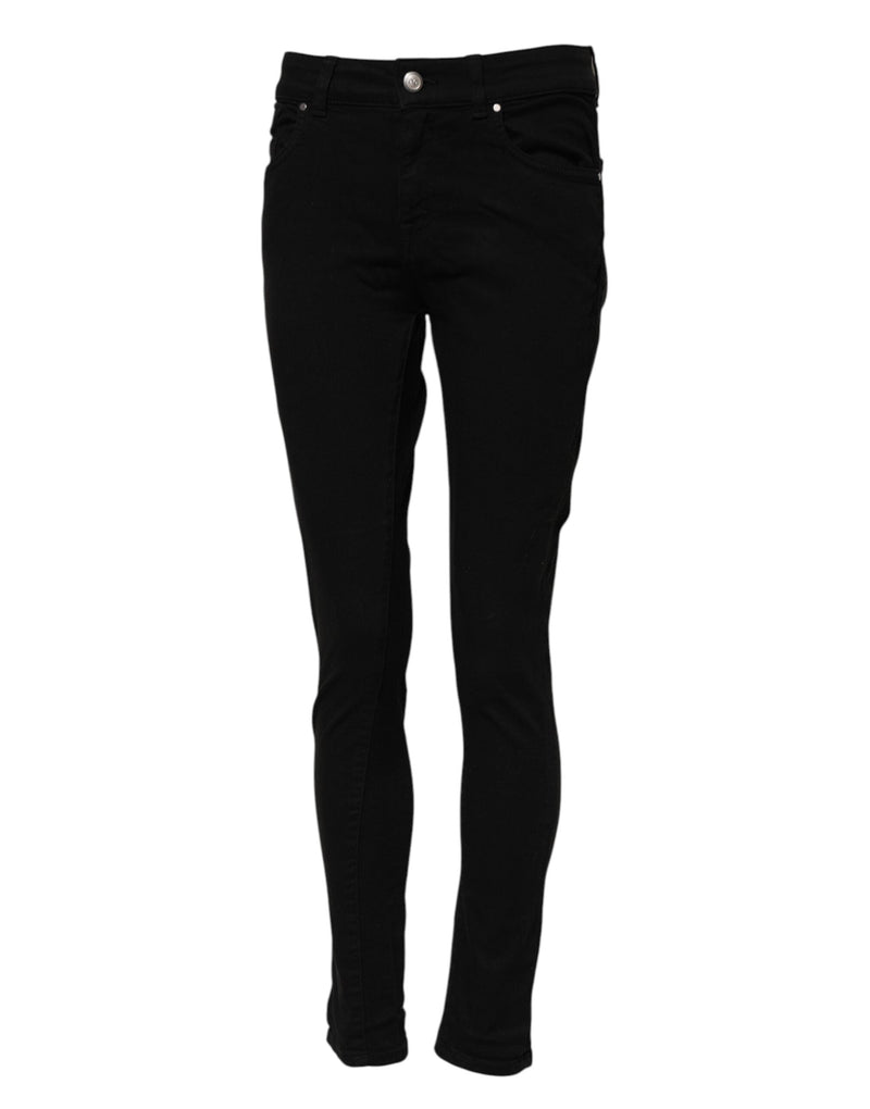 Black Cotton Skinny Mid Waisted Denim Jeans Dolce & Gabbana