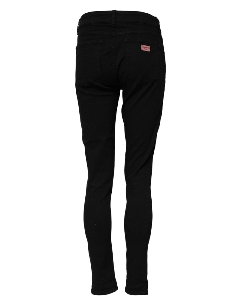 Black Cotton Skinny Mid Waisted Denim Jeans Dolce & Gabbana