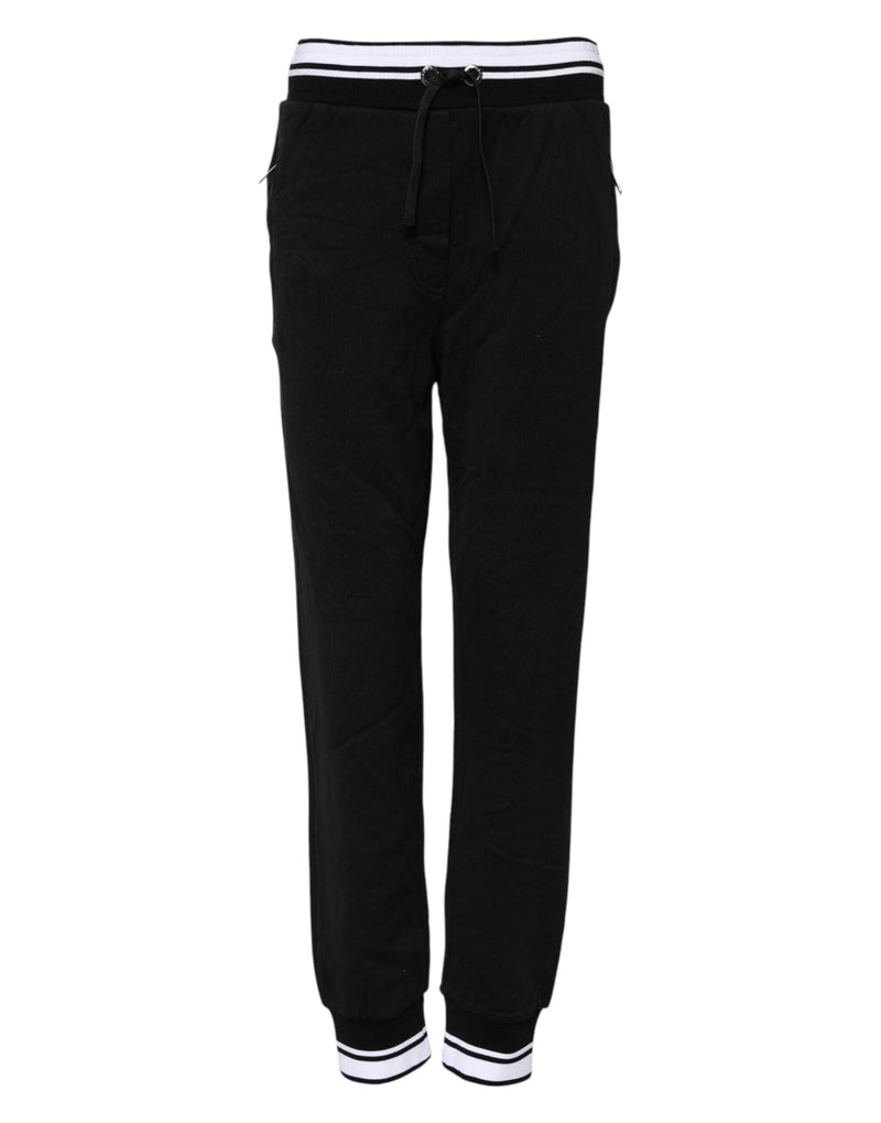 Black Cotton Mid Waist Jogger Pants Dolce & Gabbana