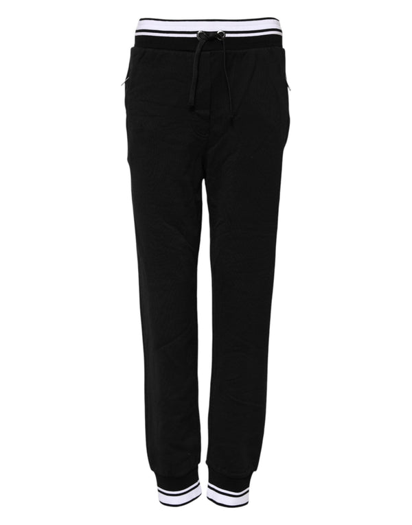 Black Cotton Mid Waist Jogger Pants Dolce & Gabbana