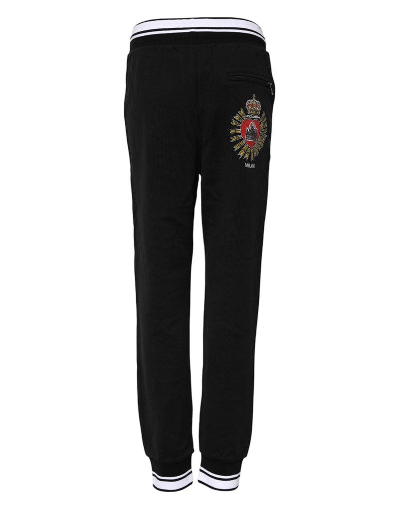 Black Cotton Mid Waist Jogger Pants Dolce & Gabbana