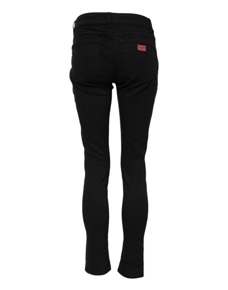 Black Cotton Skinny Mid Waisted Denim Jeans Dolce & Gabbana
